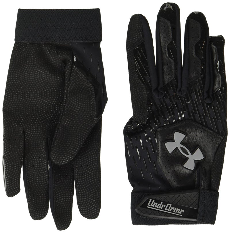 UNDER ARMOUR Under Armour Boys Youth Clean Up Baseball Gloves, (007) Black/Black/Steel, Large 
