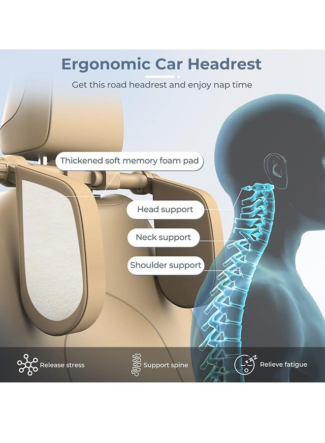 Hihonor Adjustable U Shaped Car sleeping Headrest Pillow With Poles Gold - Image 4