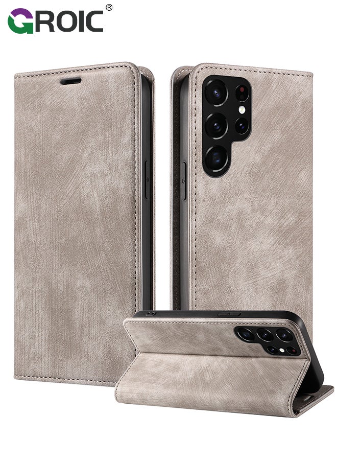 GROIC For Samsung Galaxy S24 Ultra Case,Leather Wallet Case Flip Phone Cover,Kickstand and Credit Card Slot RFID Blocking Magnetic Galaxy S24 Ultra Phone Shell 6.8''  - Image 1