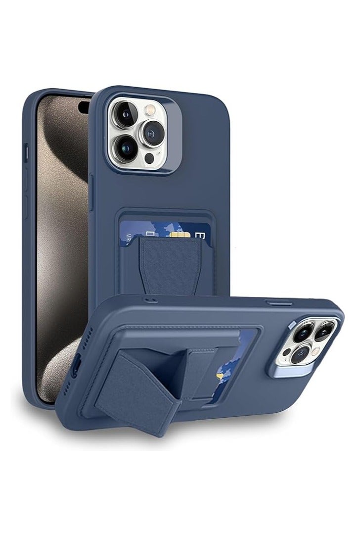 جراب لهاتف iPhone 16 Pro Max مع حامل بطاقات مغناطيسي، متوافق مع حامل السيارة المغناطيسي، جراب محفظة نحيف مقاوم للصدمات مصنوع من جلد TPU الناعم للرجال والنساء (أزرق، iPhone 16 Pro Max) - Image 1