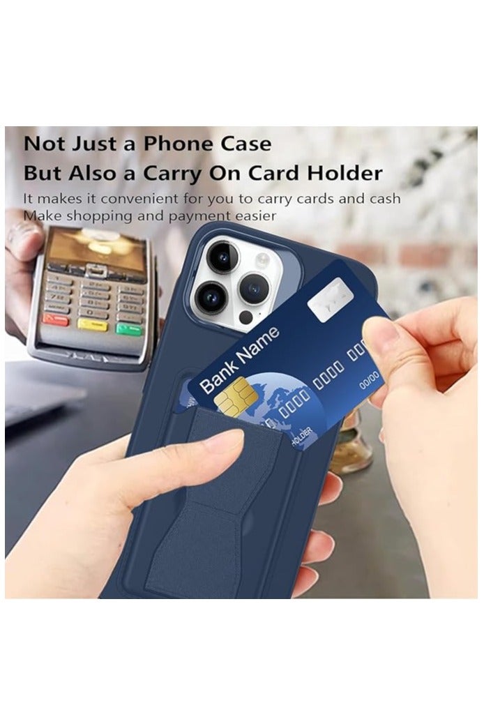 جراب لهاتف iPhone 16 Pro Max مع حامل بطاقات مغناطيسي، متوافق مع حامل السيارة المغناطيسي، جراب محفظة نحيف مقاوم للصدمات مصنوع من جلد TPU الناعم للرجال والنساء (أزرق، iPhone 16 Pro Max) - Image 4