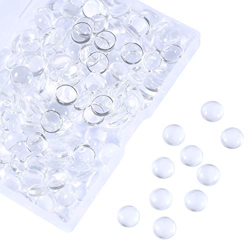 HAUTOCO 200pcs 10mm Glass Cabochons Round Clear Cabochons Dome Tiles for Earring Necklace Pendant Ring Keychain DIY Craft Jewelry Making - Image 1