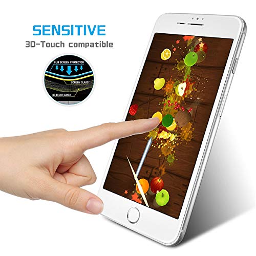 MANTO Screen Protector for iPhone 8 Plus, iPhone 7 Plus, iPhone 6S Plus, iPhone 6 Plus 5.5 Inch Full Coverage Tempered Glass Film Edge to Edge Protection 2-Pack, White - Image 5