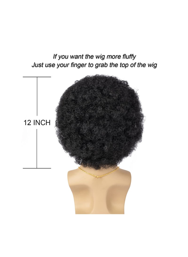 Wig Men, 4Pcs Set 70'S Costumes Wig Disco Wig for Men Natural Fluffy Short Black Curly Synthetic Hair Wig  - Image 3