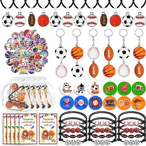 BANBALLON 122 PCS Sports Club Party Favors Basketball Baseball Football Soccer Tags Goodie Bags for Kid Birthday Party Baby Shower Style 01 - Image 1