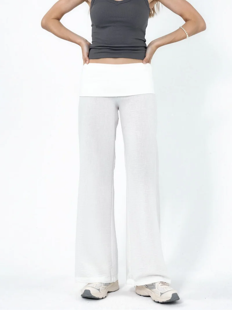 بوسيم BUSEM High Waist Wide Leg Trousers