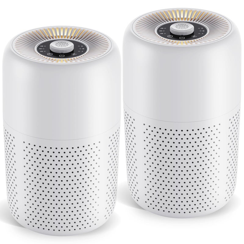 YARIKI 2 Pack YARIKI Air Purifiers for Bedroom Home with Aromatherapy Function,Small Air Purifier with Nightlight Speed Control,24dB Low Noise for Better Sleep,For Pet Room Dorm Kitchen,P60 (White) - Image 1