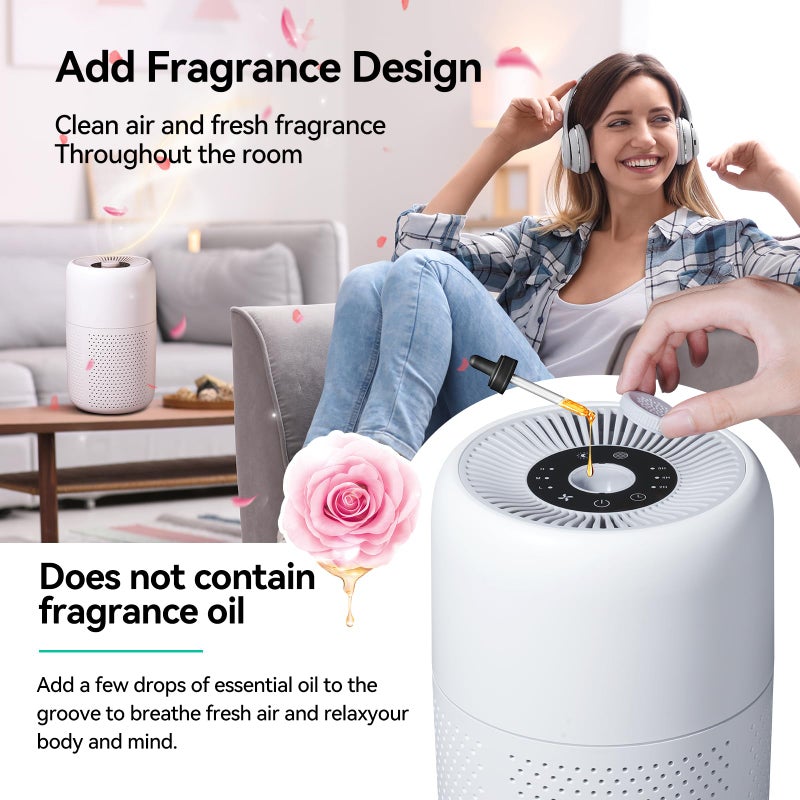 YARIKI 2 Pack YARIKI Air Purifiers for Bedroom Home with Aromatherapy Function,Small Air Purifier with Nightlight Speed Control,24dB Low Noise for Better Sleep,For Pet Room Dorm Kitchen,P60 (White) - Image 2