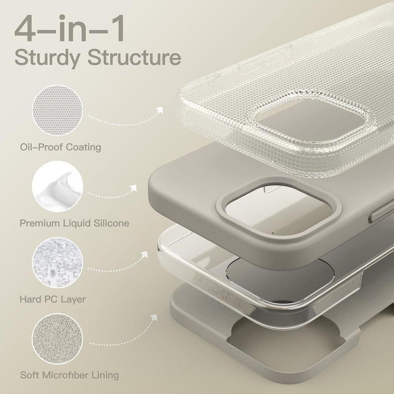 for iPhone 15 6.1-Inch - Silky-Soft Touch Full-Body Protective (Natural Titanium) - Image 3