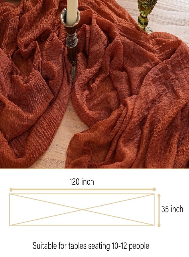 RRBXIA 1Pcs Cheesecloth Fall Thanksgiving Table Runner Terracotta 10FT Boho Gauze Cheese Cloth Table Runners 120 Inches Long Rustic Sheer for Centerpiece Home Party Christmas Wedding Baby Shower Spring Decor - Image 2
