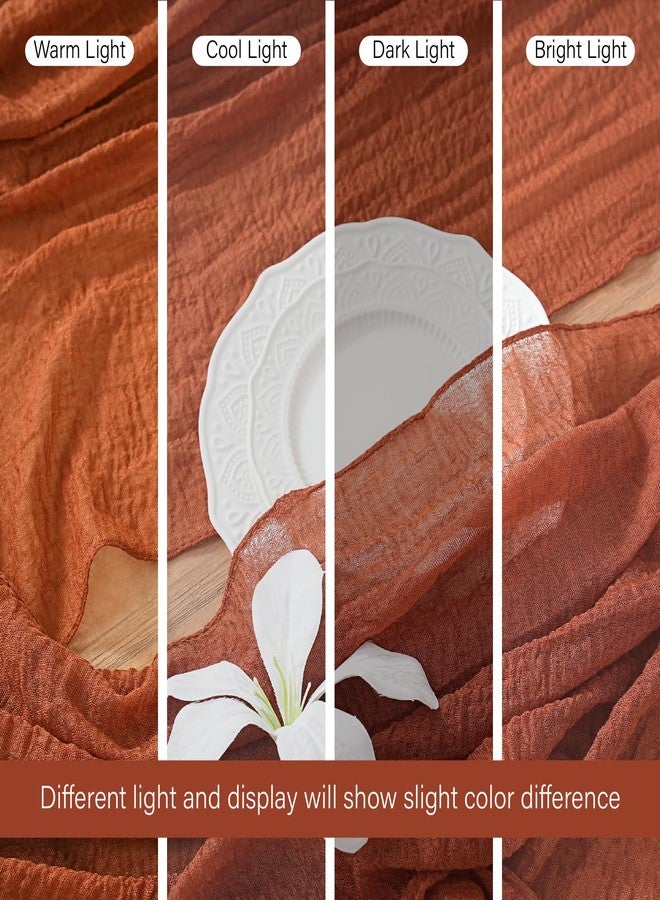 RRBXIA 1Pcs Cheesecloth Fall Thanksgiving Table Runner Terracotta 10FT Boho Gauze Cheese Cloth Table Runners 120 Inches Long Rustic Sheer for Centerpiece Home Party Christmas Wedding Baby Shower Spring Decor - Image 5