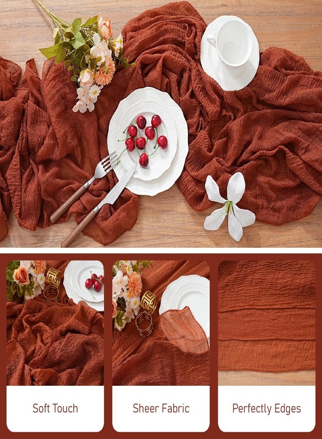 RRBXIA 1Pcs Cheesecloth Fall Thanksgiving Table Runner Terracotta 10FT Boho Gauze Cheese Cloth Table Runners 120 Inches Long Rustic Sheer for Centerpiece Home Party Christmas Wedding Baby Shower Spring Decor - Image 3