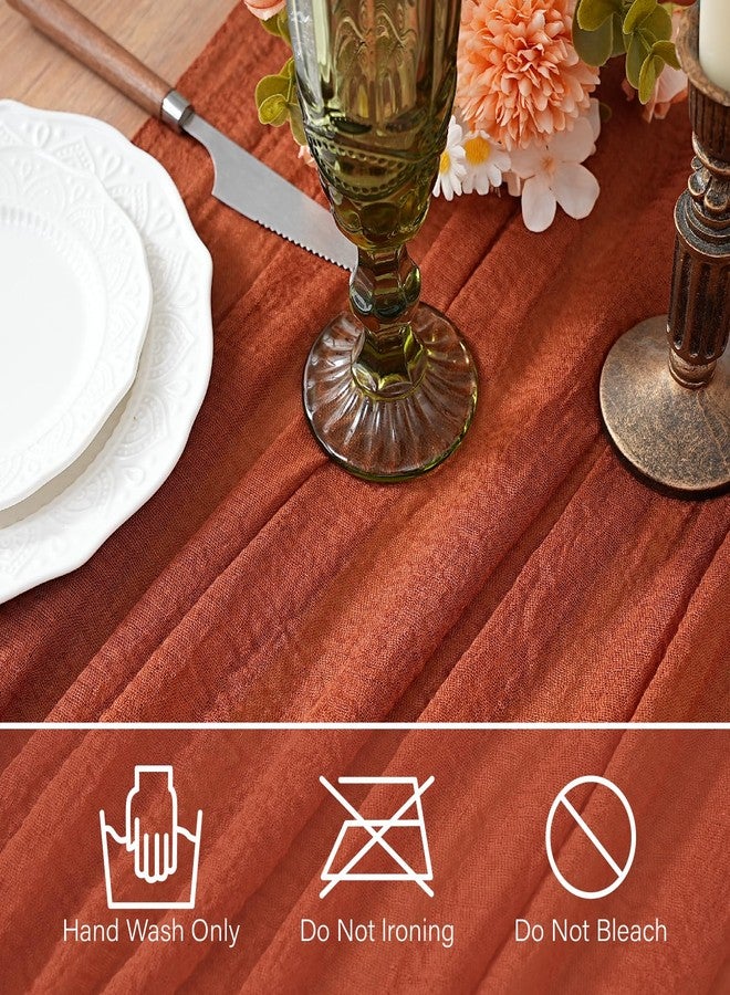 RRBXIA 1Pcs Cheesecloth Fall Thanksgiving Table Runner Terracotta 10FT Boho Gauze Cheese Cloth Table Runners 120 Inches Long Rustic Sheer for Centerpiece Home Party Christmas Wedding Baby Shower Spring Decor - Image 4