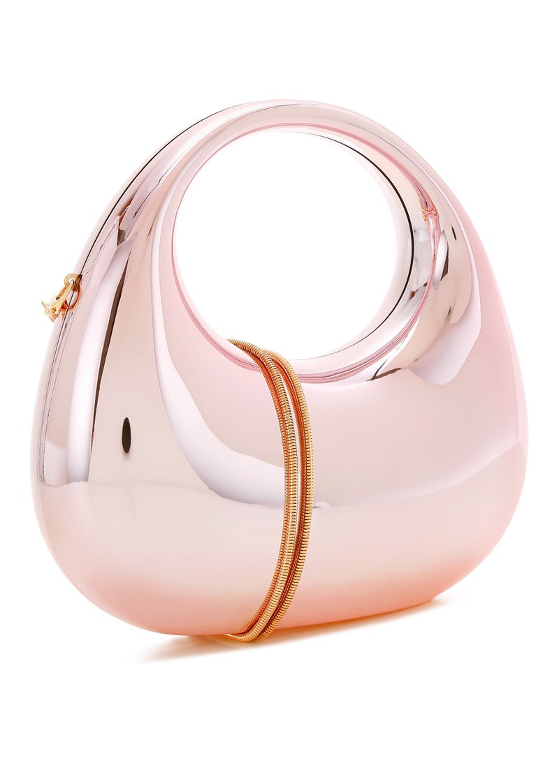 London Rag Acrylic Metallic Mini Clutch Bag in Light Pink  - Image 3