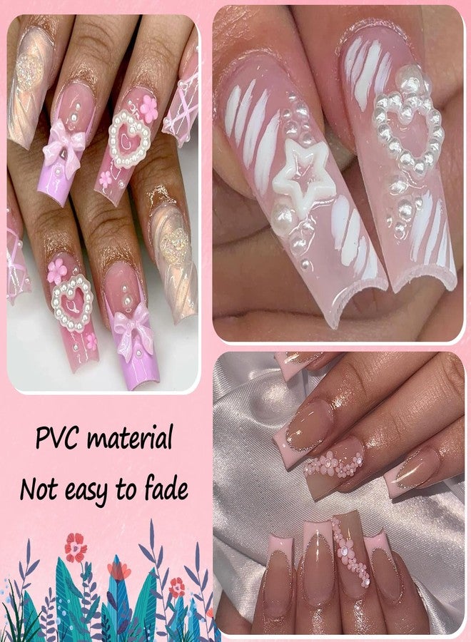 Lifextol 1000pc Pink Bow Nail Charms and Gems 3D Flower Nail Charms for Nails Design Press on Nails Art Charms, Resin Junk Case Charms Bulk Acrylic Pearl Nail Charms Heart for Fake Nails Supplies-D - Image 4