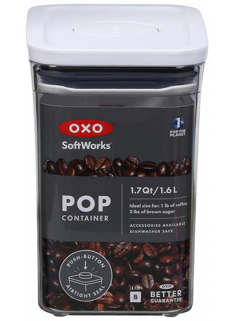 OXO Good Grips Pop Container Rectangle Clear/White 1.6L - Image 1