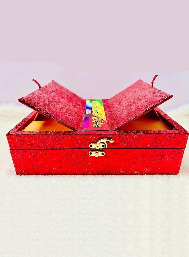 Red Fancy Qur'an Box Holder with Rehal – 2-in-1 Design  A4 Size  - Image 1