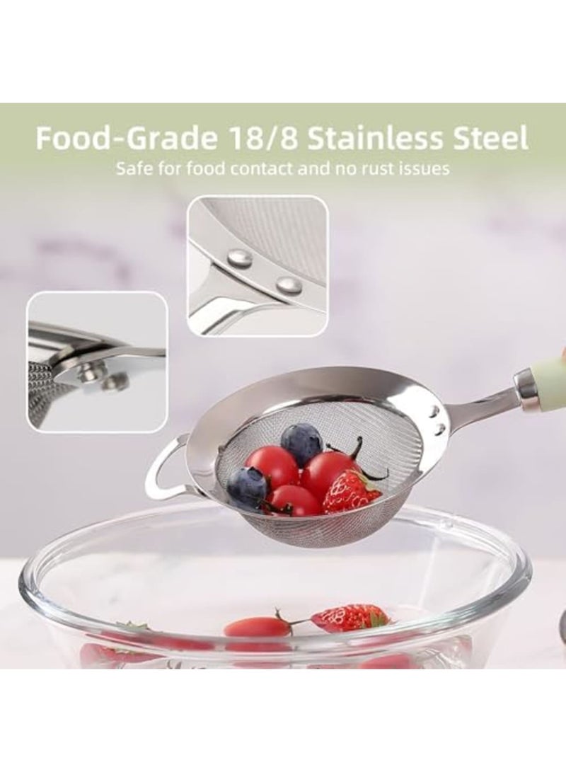 Luckam Stainless Steel Strainers Fine Mesh Sieve for Baking, Metal Strainer with Reinforced Silicone Handle, Durable and Efficient Fine Mesh Sifter for Kitchen, Small Colanders for Sifting (DIA 7.1") - Image 4