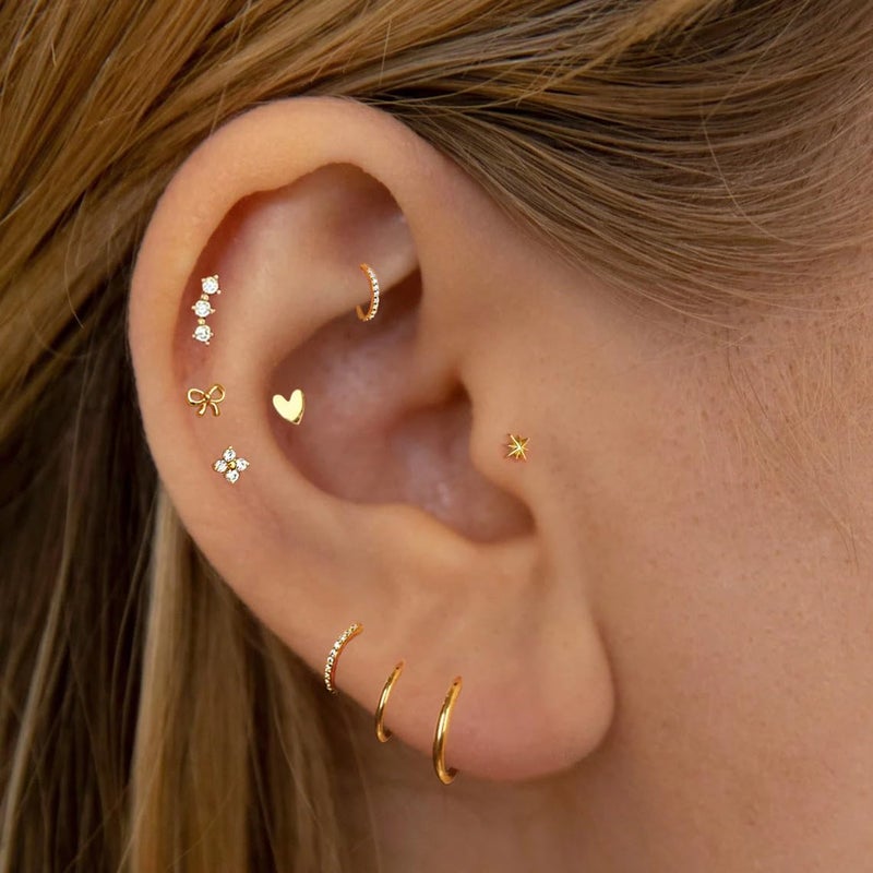 NONTAI Flat Back Earrings Tiny Helix Tragus Piercing 16G Cartilage Hoop Earrings Rook Nose Piercing Jewelry - Image 3