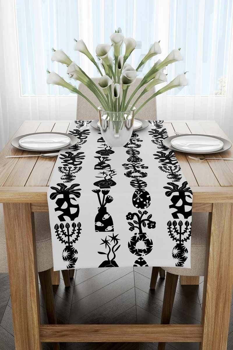 Cango Home Black and White Decorative Patterned Digital Printed Runner CGH588-RN