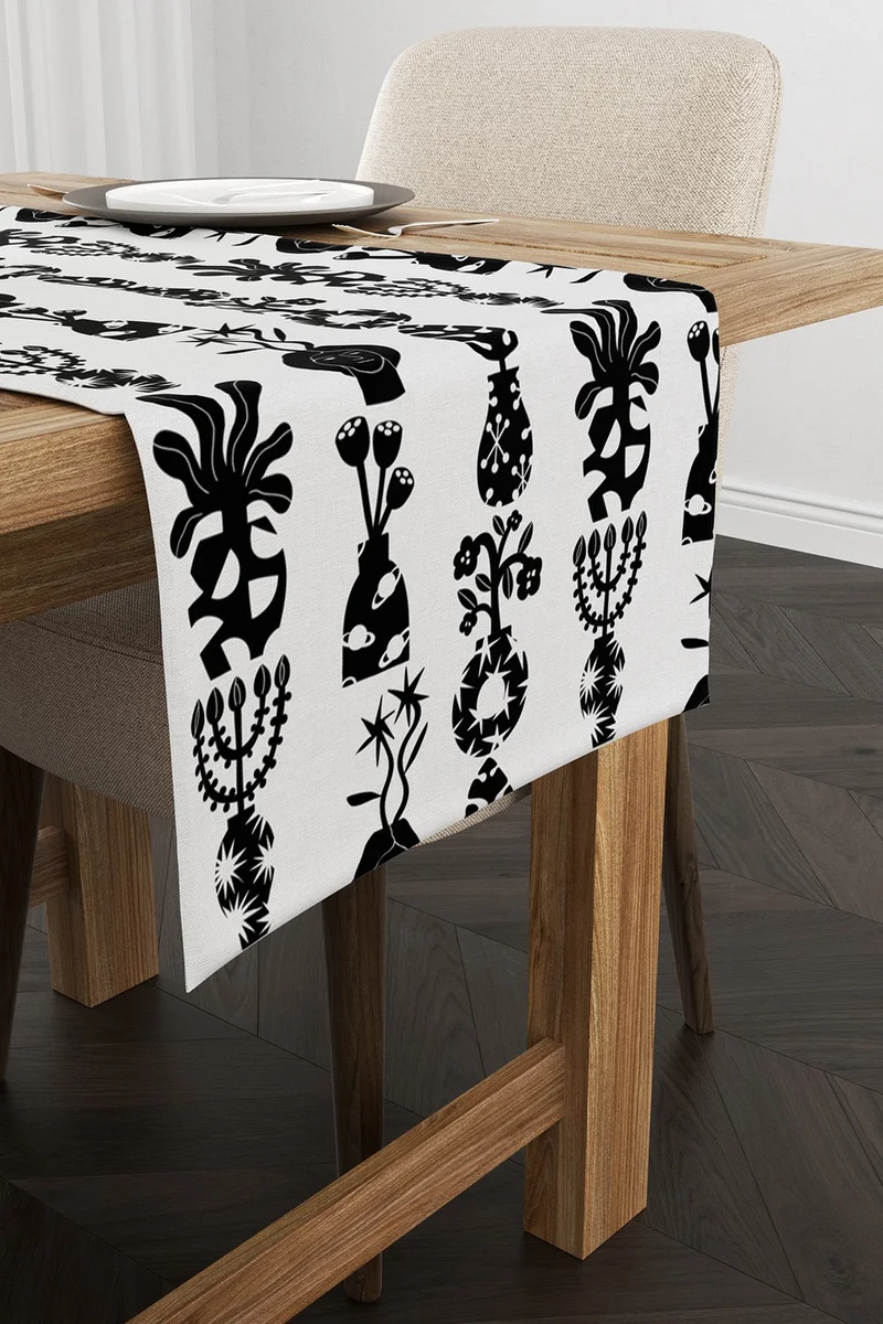 Cango Home Black and White Decorative Patterned Digital Printed Runner CGH588-RN