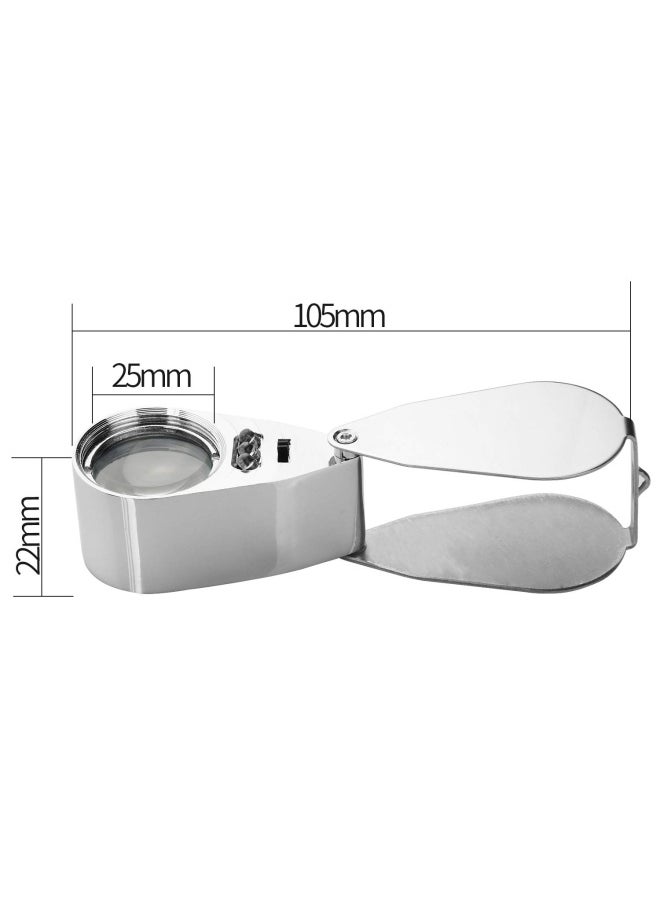 Beileshi - 40X Magnifier Led   Uv Illuminated Jeweller Lens Loupe Metal Construction Optical Glass Magnifying Watch Stamps Jeweller Diamond - Image 1