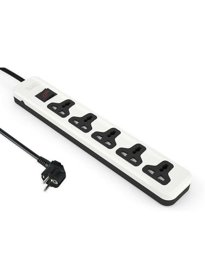 آي لوك مشترك كهرباء يونيفرسال 5 منافذ متعددة الاستخدام - مزود بمفتاح أمان للحماية من التحميل الزائد - من شركة iLok بجودة عالية واعتمادية ممتازة - تصميم عملي مناسب للاستخدام المنزلي والمكتبي - لون أبيض أنيق يتحمّل تشغيل مختلف الأجهزة الكهربائية - Image 2