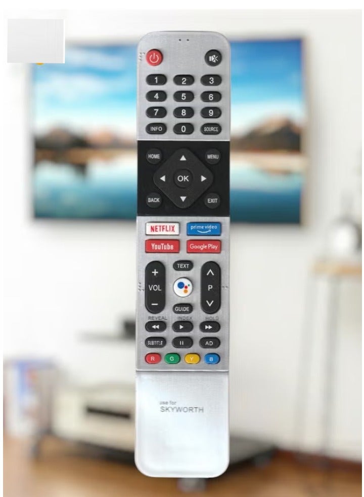 Skyworth Smart TV Remote Control for Android TV | Universal Replacement Remote with Netflix, Prime Video, YouTube, and Google Play Hot Keys (No Voice) - Image 1