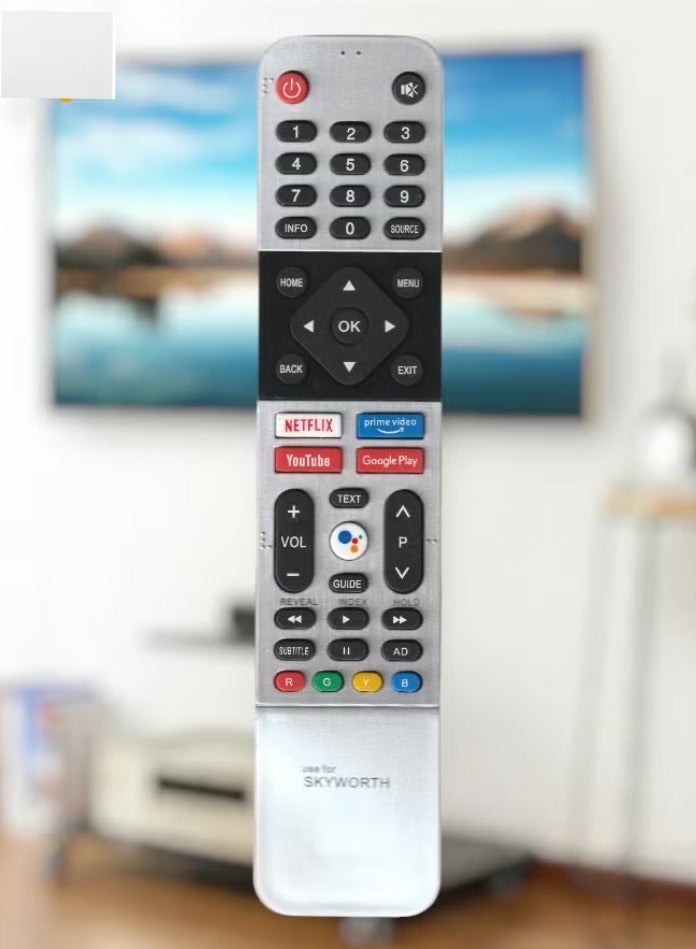 Skyworth Smart TV Remote Control for Android TV | Universal Replacement Remote with Netflix, Prime Video, YouTube, and Google Play Hot Keys (No Voice) - Image 2