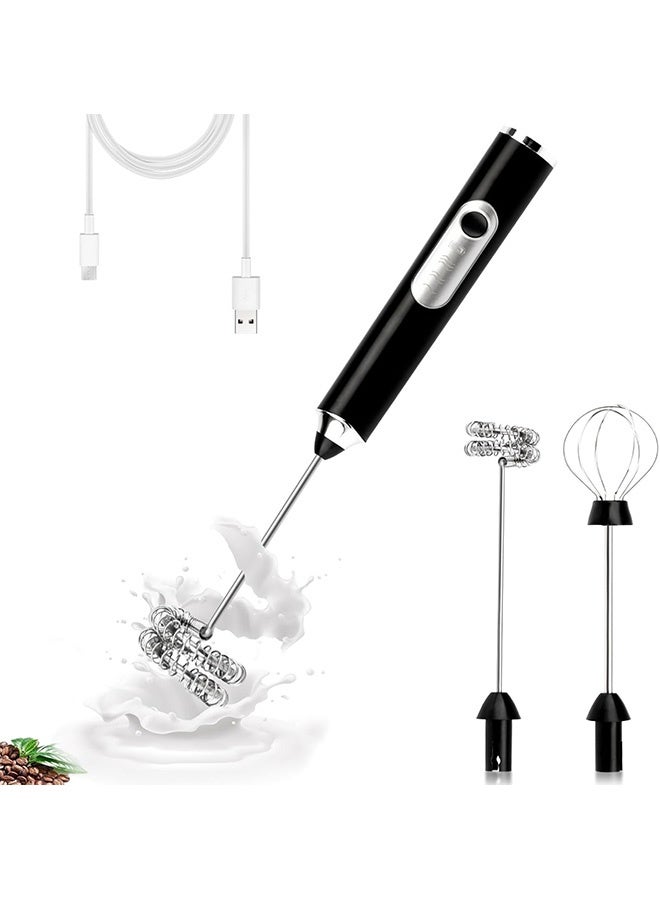 MAANGE Electric Foam Maker, 3 Speeds Adjustable Electric Whisk Foam Maker, Milk Frother Handheld With 2 Heads One-Button Wireless Easy To Clean Frother Wand - Image 1