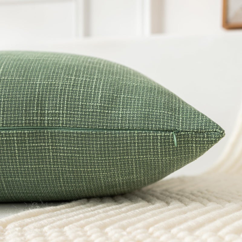 K KEVIN TEXTILE Kevin Textile Set of 2 Sage Green Pillow Covers 26 x 26 Inch Farmhouse Boho Decorative Throw Pillow Covers Linen Cushion Covers for Sofa Couch D?cor  - Image 3