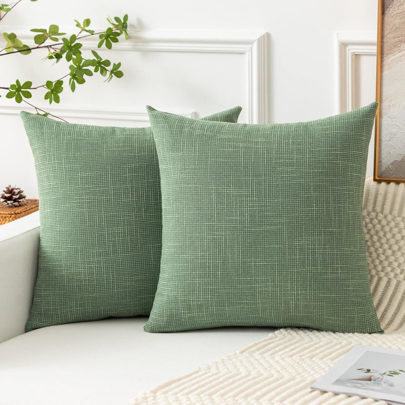 K KEVIN TEXTILE Kevin Textile Set of 2 Sage Green Pillow Covers 26 x 26 Inch Farmhouse Boho Decorative Throw Pillow Covers Linen Cushion Covers for Sofa Couch D?cor  - Image 1