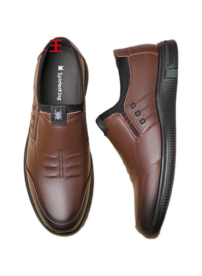 Spider King Men'S Business Casual Leather Shoes Soft Bottom Lazy Shoes Easy To Drive Lightweight And Wear-Resistant Dad Men'S Shoes Deep Brown Size 42 - Image 3