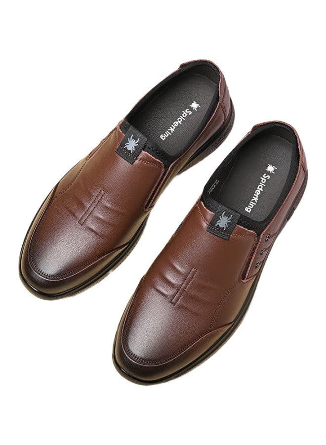 Spider King Men'S Business Casual Leather Shoes Soft Bottom Lazy Shoes Easy To Drive Lightweight And Wear-Resistant Dad Men'S Shoes Deep Brown Size 42 - Image 1