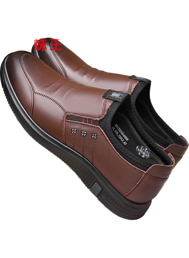 Spider King Men'S Business Casual Leather Shoes Soft Bottom Lazy Shoes Easy To Drive Lightweight And Wear-Resistant Dad Men'S Shoes Deep Brown Size 42 - Image 2