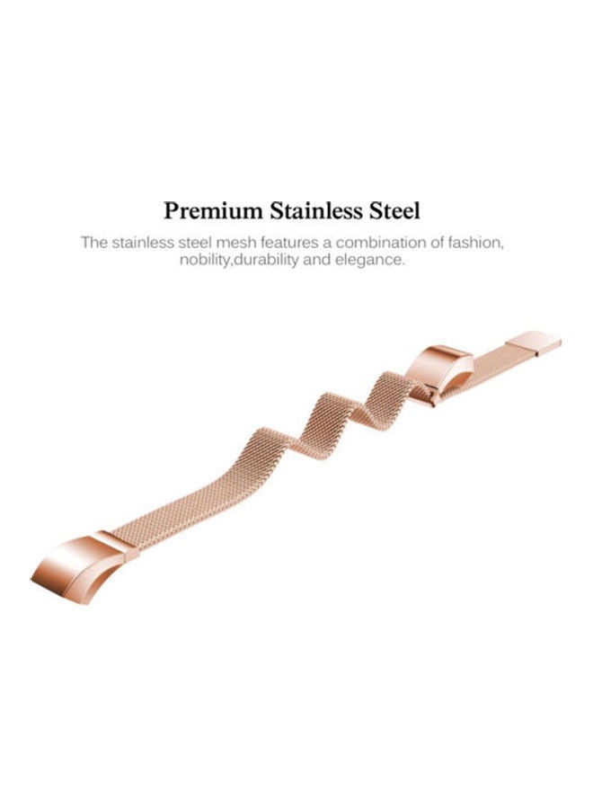 NIBEMINENT Magnetic Stainless Steel Watch Band Strap for Fitbit Alta/Alta HR Rose Gold  - Image 2