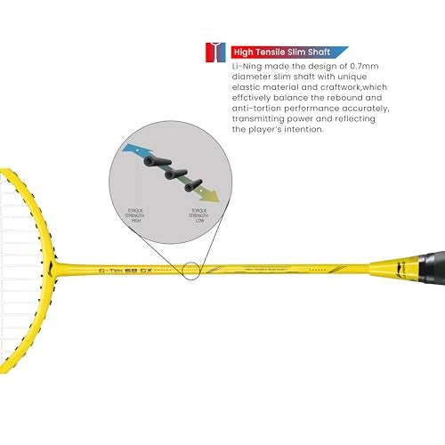 Li-Ning G-TEK 68 GX (AYPP286-5) Graphite Strung Badminton Racquet , Black/Green, S1 , 88 grams , 22-24 lbs - Image 3