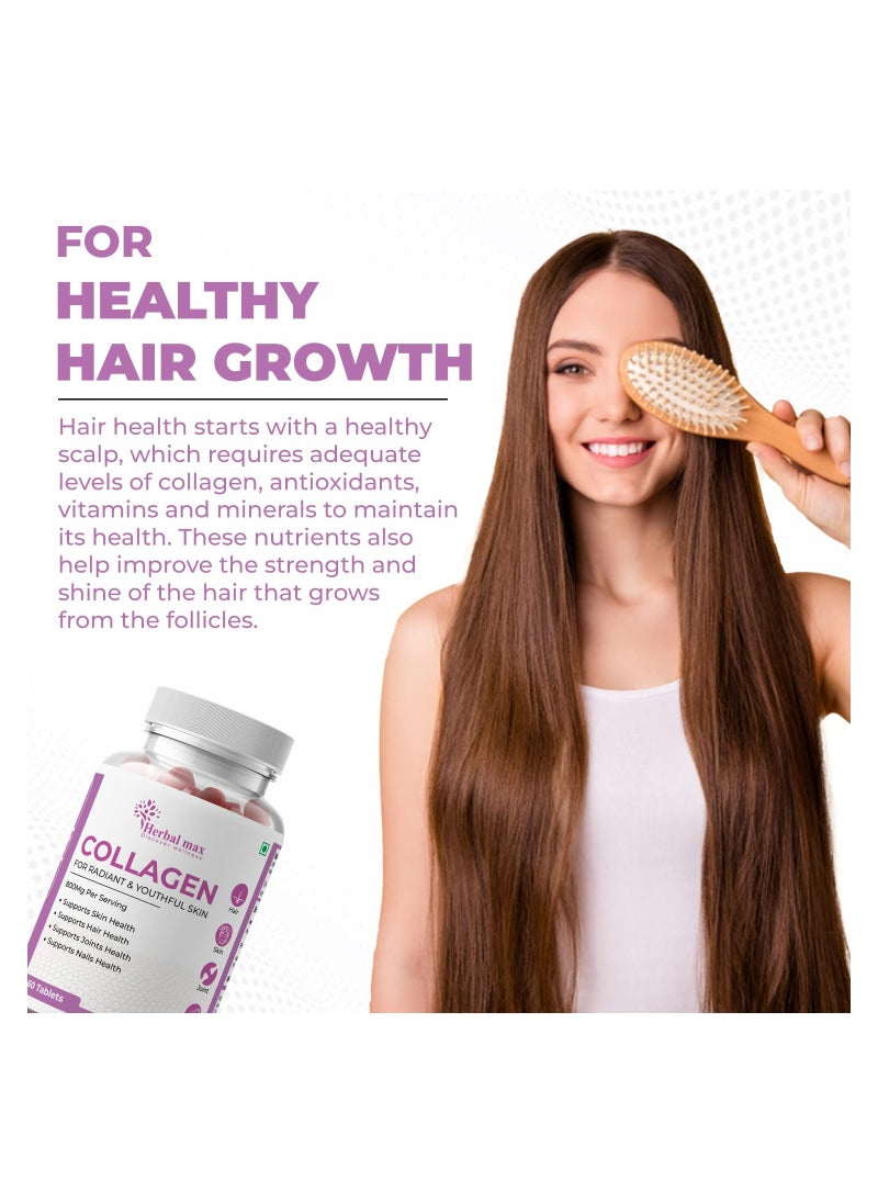 Herbal Max Herbal max Collagen 60 Tablets 800Mg - Supports Skin, Hair, Joints and Nail Health  - Image 5