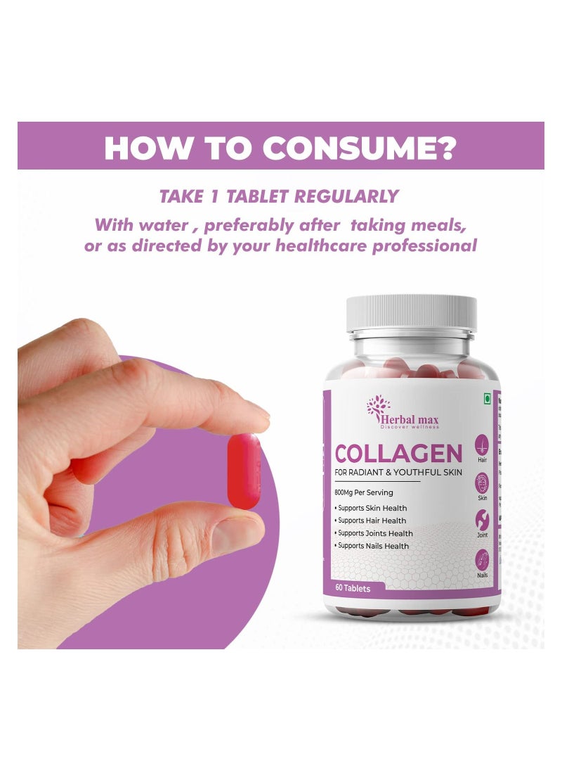 Herbal max Collagen 60 Tablets 800Mg - Supports Skin, Hair, Joints and Nail Health - pzsku/Z45E7AE6BCAA3859768EFZ/45/_/1686212828/55581f63-a332-4ccd-aac4-eb296618f8b1