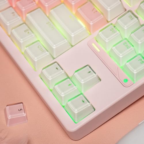 mintcaps Keycaps - 104 Keys Crystal Jelly White Keycaps Translucent Custom Keyboard Key Cap OEM Profile Cute Key caps for 60% 87% 100% Cherry Gateron Mx Mechanical Keyboard(104Keys) - Image 3