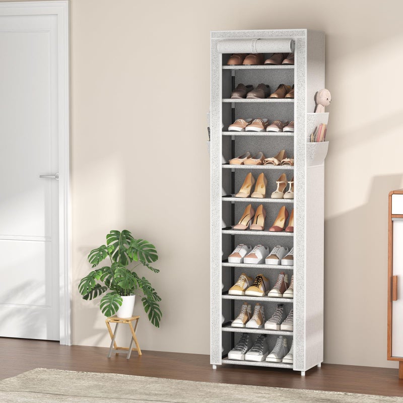 VTRIN Vertical Narrow Shoe Rack Organizer Tall Shoe Rack for Closet Entryway 10 Tier Non-Woven Cover Shoe Shelf Holds 20-22 Pairs Free Standing Shoe Storage Cabinet with Dustproof Cover, Multi Color - Image 2