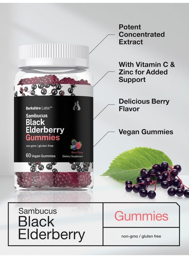 Horbäach Horbaach Sambucus Black Elderberry Gummies | 60 Count | with Zinc and Vitamin C | Vegan, Non-GMO, Gluten Free Extract for Adults | Berry Flavor | by Berkshire Labs - Image 4