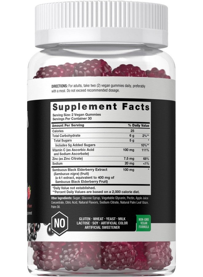 Horbäach Horbaach Sambucus Black Elderberry Gummies | 60 Count | with Zinc and Vitamin C | Vegan, Non-GMO, Gluten Free Extract for Adults | Berry Flavor | by Berkshire Labs - Image 2