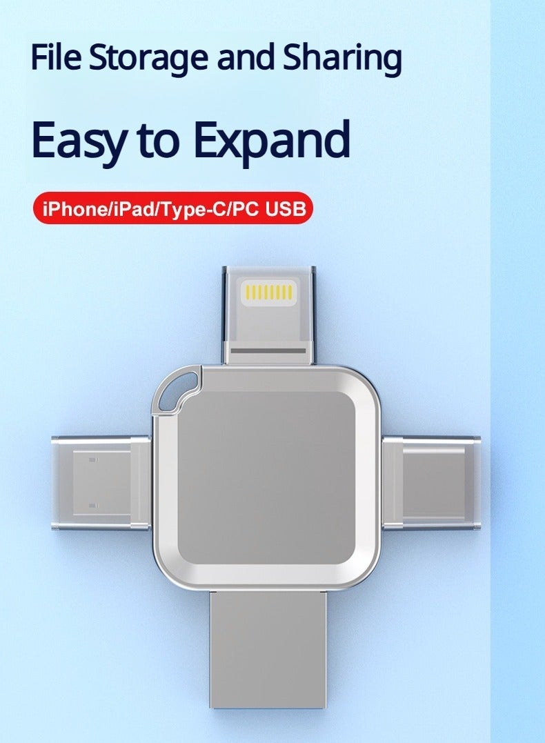 محرك أقراص فلاش USB سعة 8 جيجابايت، 8 جيجابايت USB 3.0 عالي السرعة 4 في 1 Type-c OTG USB Stick تخزين خارجي لأجهزة iPhone/PC/iPad/Android/أجهزة أخرى لنقل الصور ومقاطع الفيديو وتخزين النسخ الاحتياطي - - Image 4