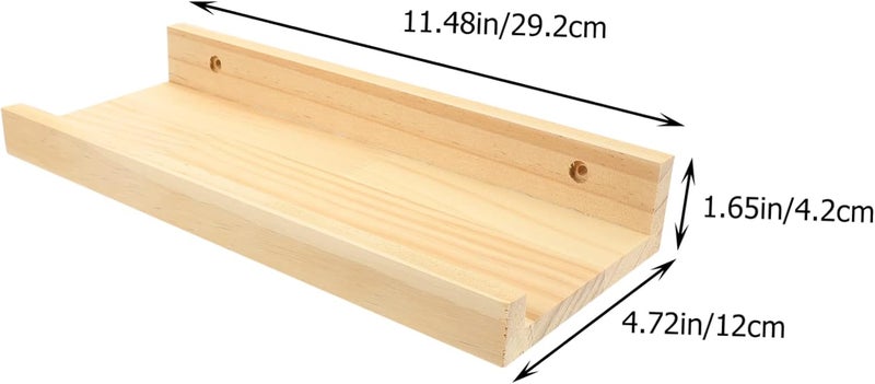 Garneck Wooden Floating Shelf Plants Pot Rack Floating Storage Rack Kitchen Spices Notebook Organize Shelf Farmhouse Wooden Wall Rustic Decorate Dropshipping Pine Wood - Image 3