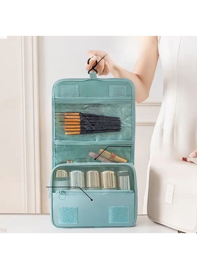 Lake Blue Large Capacity Travel Toiletry Bag with Dry Wet Separation Hanging Organizer - Image 2