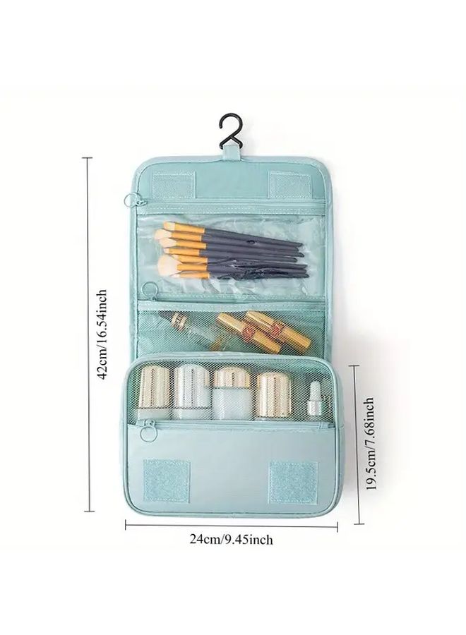 Lake Blue Large Capacity Travel Toiletry Bag with Dry Wet Separation Hanging Organizer - Image 1
