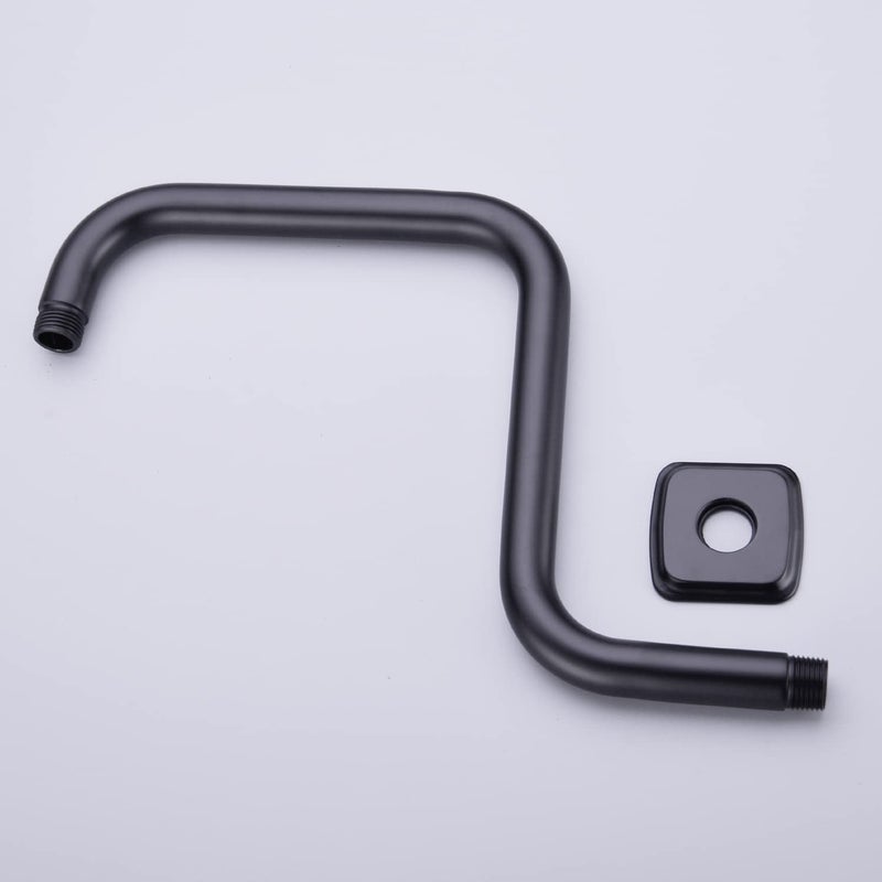 TRUSTMI 13 Inch S Shape Shower Arm with Flange, Solid Stainless Steel Heavy Duty High Rise Shower Pipe Replacement, Matte Black - Image 3