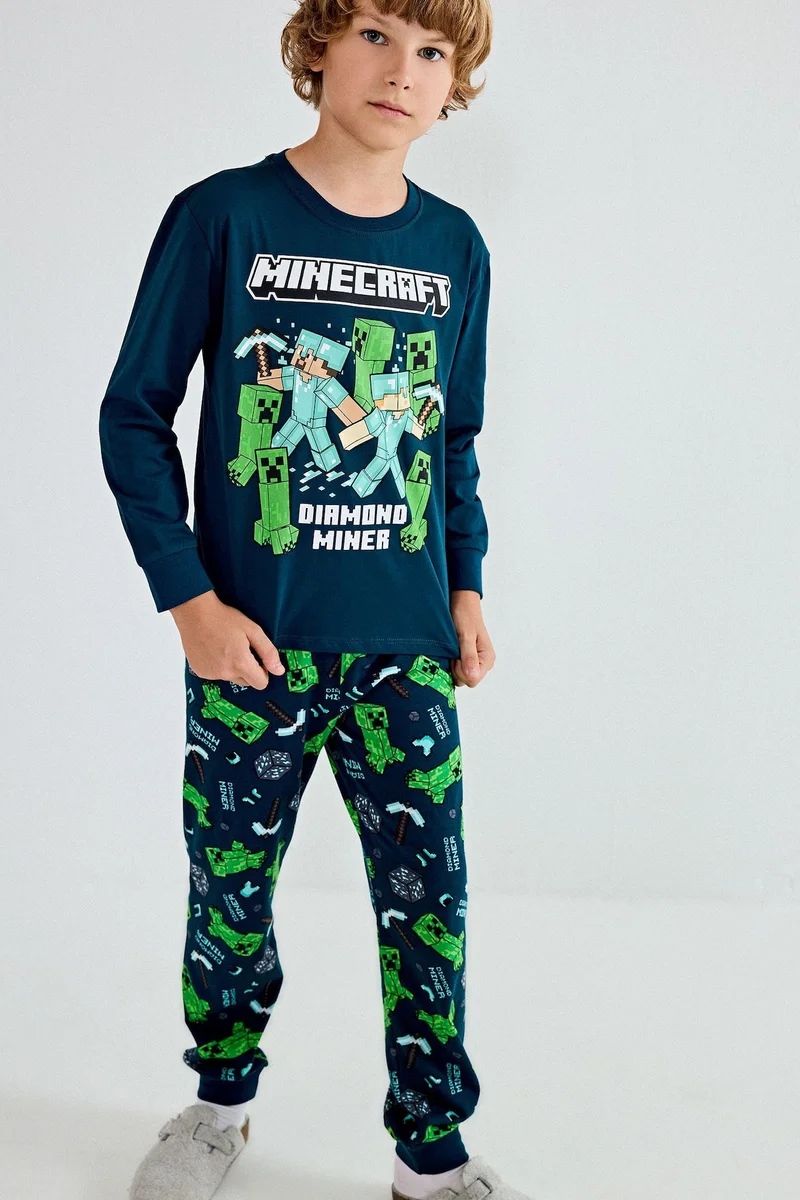 Defacto 2 piece Regular Fit Minecraft Licensed Knitted Pyjamas