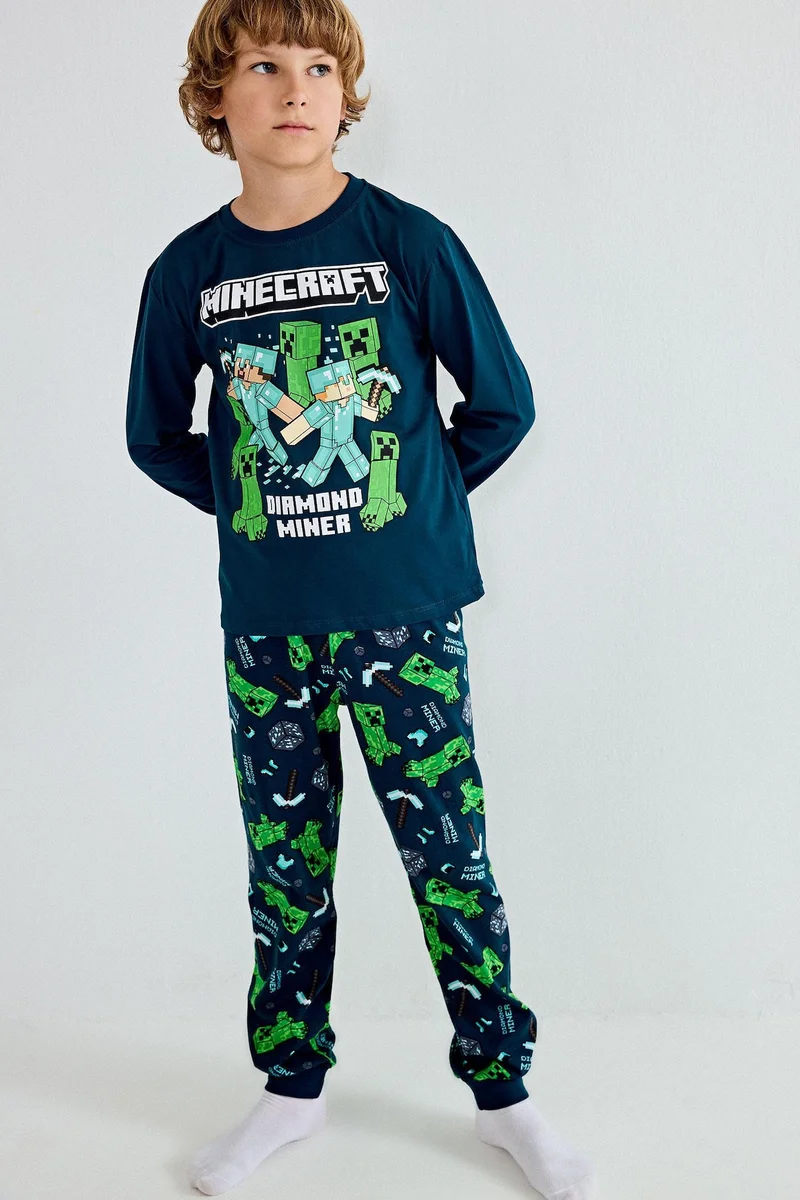 Defacto 2 piece Regular Fit Minecraft Licensed Knitted Pyjamas